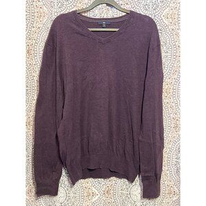 Gap Mens V-Neck Purple Long Sleeve Sweater Size L Cotton Blend Casual Wear